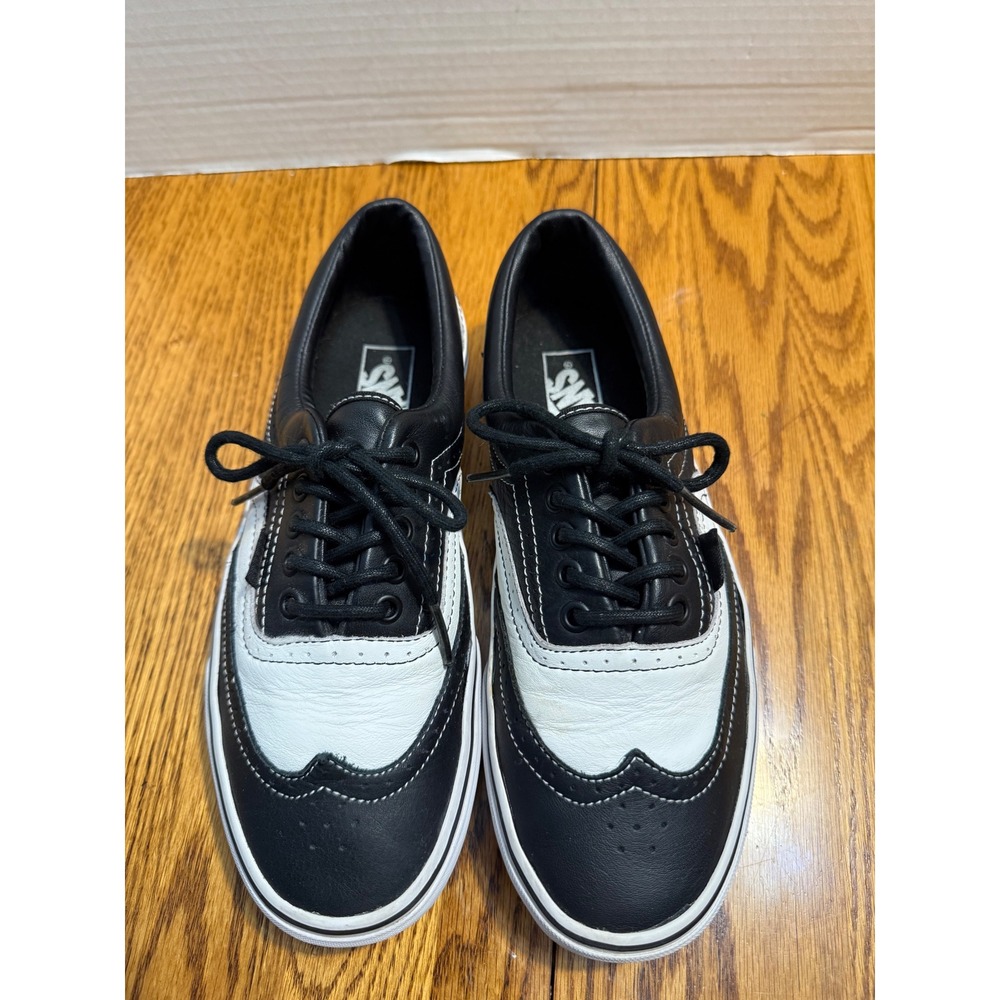 Vans Era Wingtip Oxford Leather Shoes Black White Tuxedo Mens 8 Womens 9.5 Rare